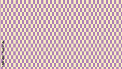 Abstract geometric pattern with a repeating checkerboard design in soft pastel purple and yellow hues