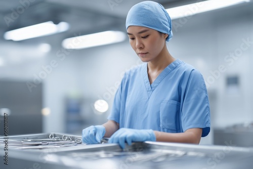 A professional mortician works in a clean, sterile environment. Concept for mortuary science, last responders, and dignified care.