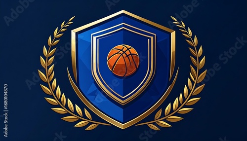 Golden shield with basketball