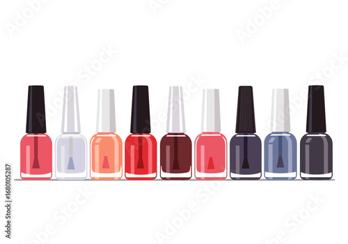 A collection of colorful nail polish bottles ready for application and creative nail art
