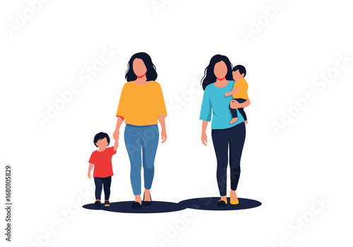 Diverse mothers with their young children enjoying a sunny day outdoors promoting family bonding and togetherness