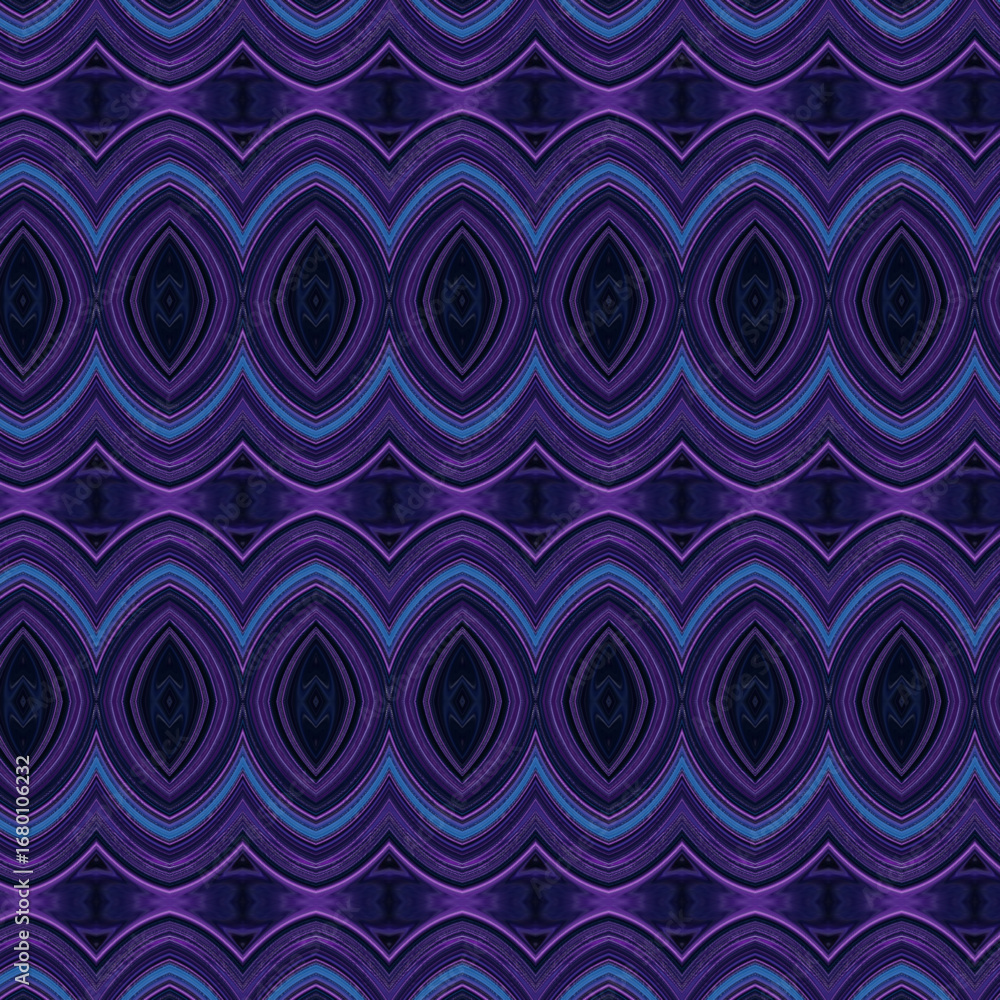 Obraz premium Dark purple and blue kaleidoscope pattern with layered oval textures, creating symmetry and depth. Golden keywords: abstract, pattern, kaleidoscope, symmetry, texture.