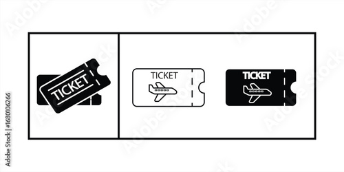 Airline Ticket icon, air travel, isolated on white background, vector illustration