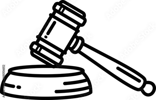 Black and White Gavel and Sound Block Icon