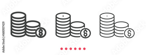 Coins stack icon. Thin line icon vector.
