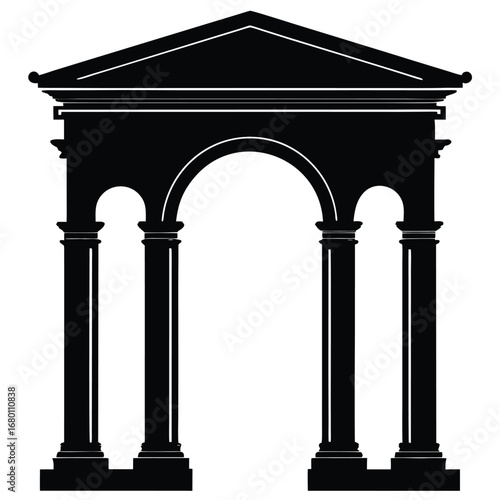 Classical archway with columns and pediment architecture