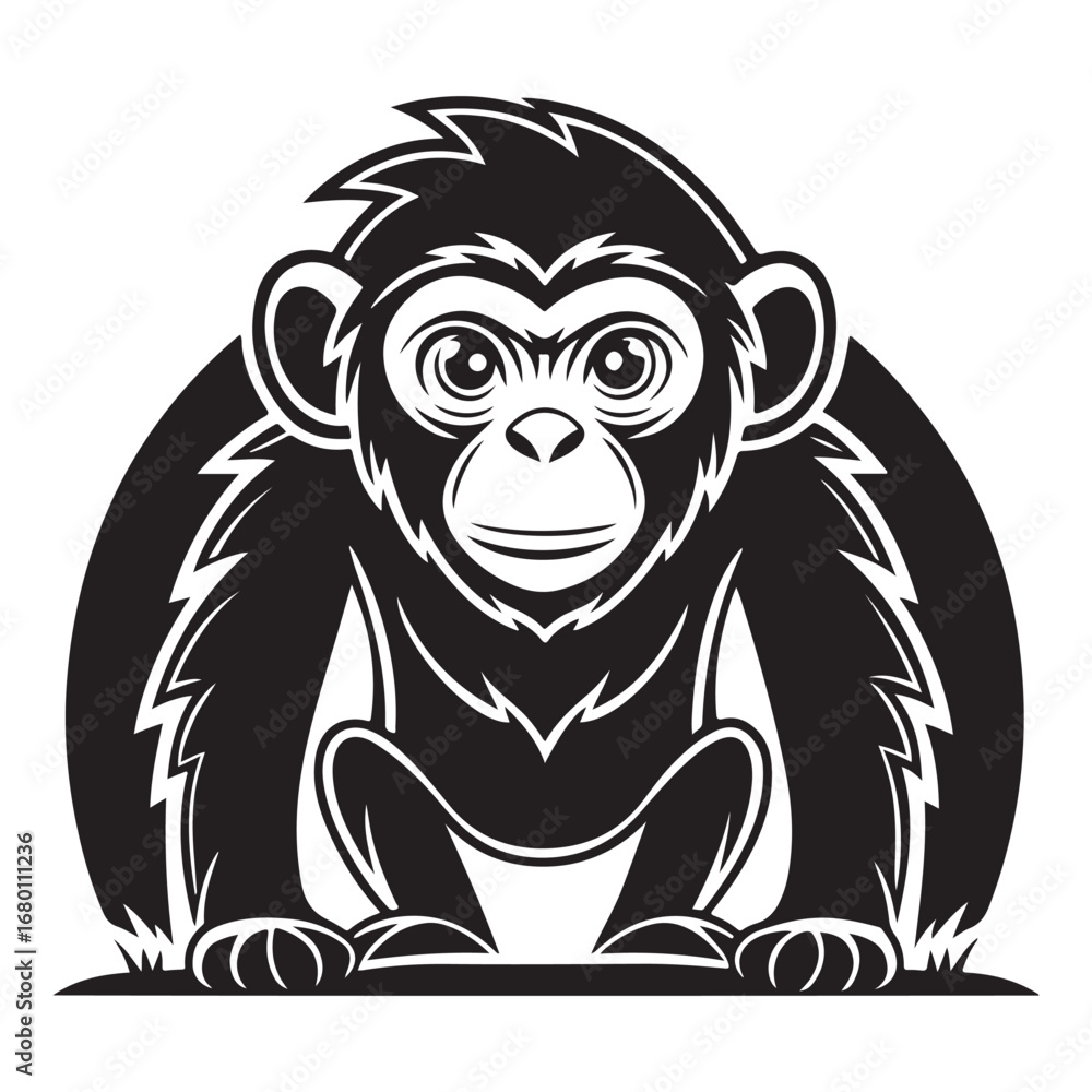 Obraz premium Cute Chimpanzee Mascot Vector Illustration