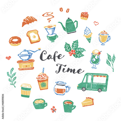 illustration of cafe drink and food menu