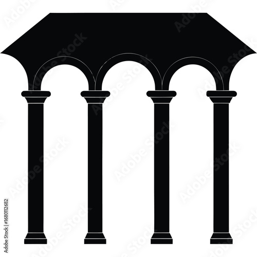 Black architectural arches and columns white