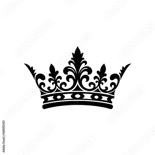 Ornate Black Crown Silhouette with FleurdeLis and Circular Embellishments.