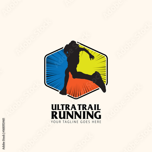 Ultra Trail running logo vector illustration on white background