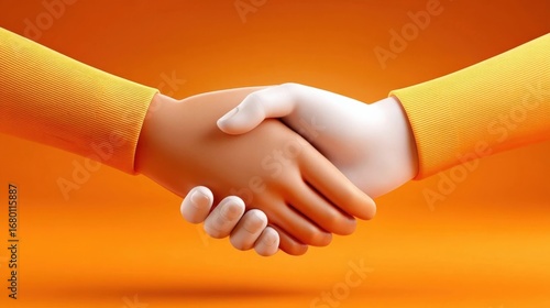 Cartoon Handshake Illustrates Partnership