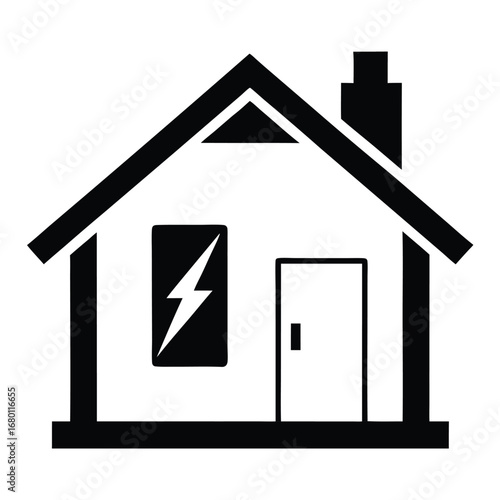 Modern Smart Home with Electricity Power Icon Vector
