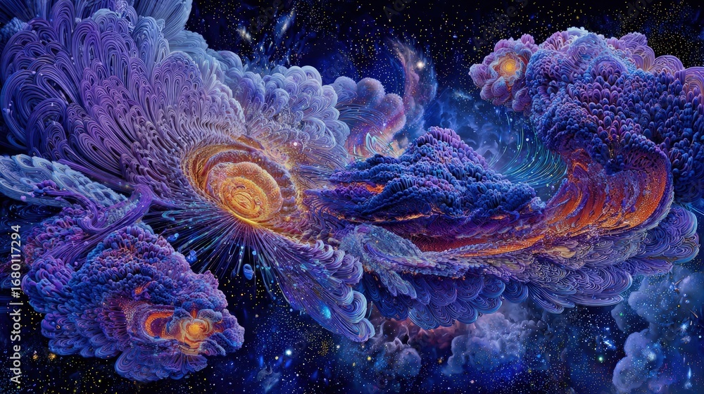 Obraz premium Colorful Pixelated Galaxy Nebula In Space