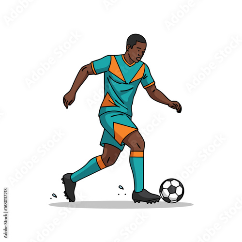 Dynamic soccer player controlling the ball with skill, ready for the big game, a modern vector