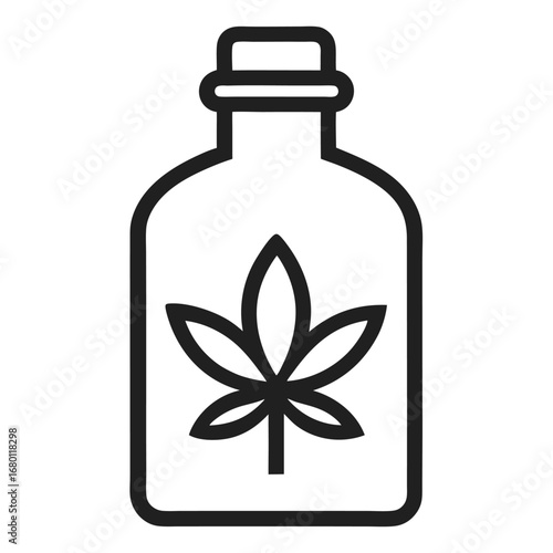 Cannabis Oil Bottle Icon – Medical Marijuana Vector Illustration