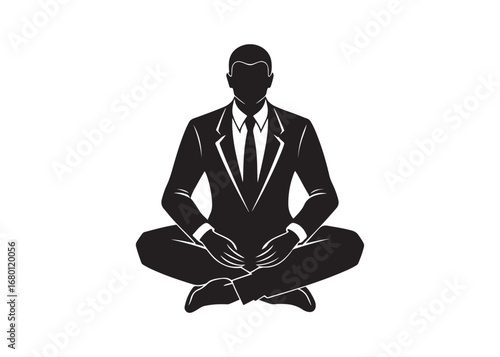 Businessman silhouette sitting on the floor vector illustration for stress, tiredness, and office burnout concepts.