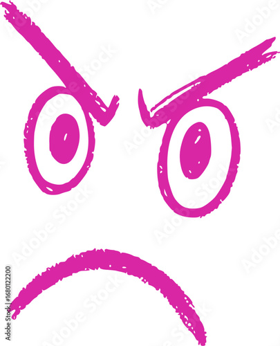 Simple illustration of an angry face with furrowed eyebrows and a downturned mouth.