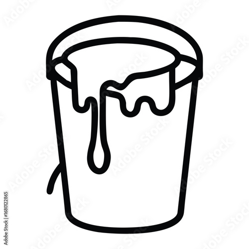 The vector icon shows an isolated plastic trash can with a beverage cup and garbage