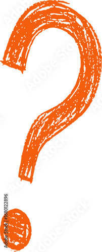 A hand-drawn orange question mark with a dot below it, rendered in a sketchy style on a white background.