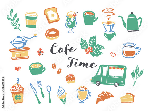 illustration of cafe drink and food menu