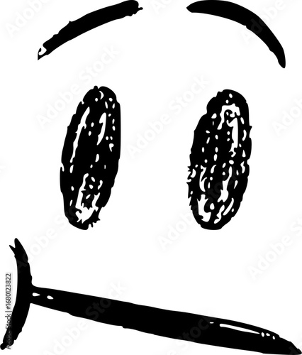 A simple line drawing of a sad face emoticon.