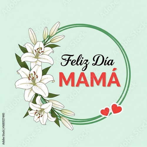 A beautiful and elegant graphic design celebrating Mother's Day on Spanish with text 