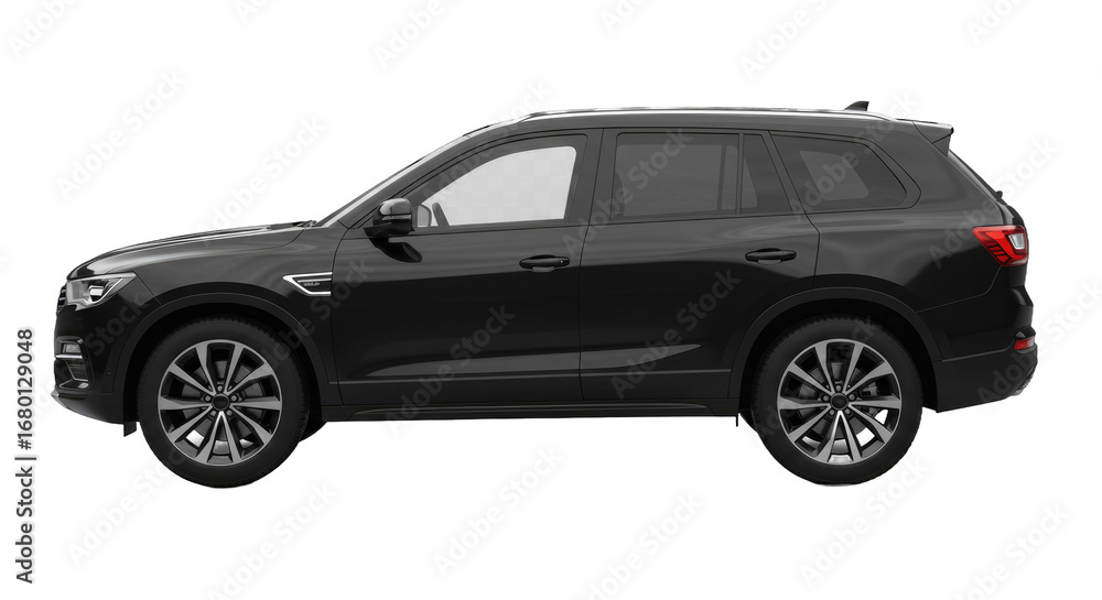 Obraz premium Black SUV parked on a white background side view modern design.