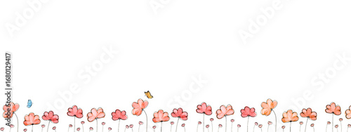 red and white background with flowers frame
