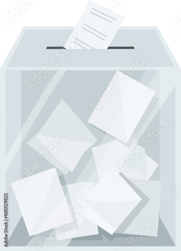 Transparent Ballot Box Filled with Voting Papers