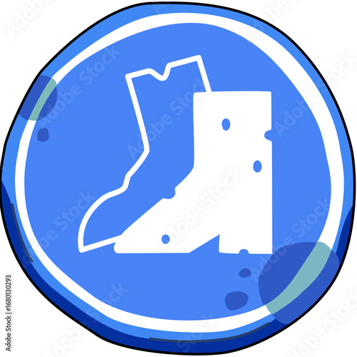 Safety Boots Protection Safety Sign. Footwear Mandatory Sign Icon