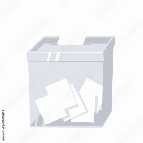 Transparent Ballot Box with Folded Papers Inside