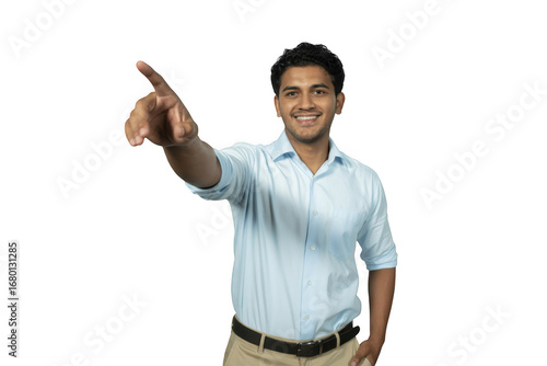 Man pointing isolated on transparent background