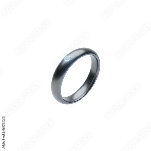 Sleek smart ring with glowing blue indicator for modern tech and lifestyle tracking