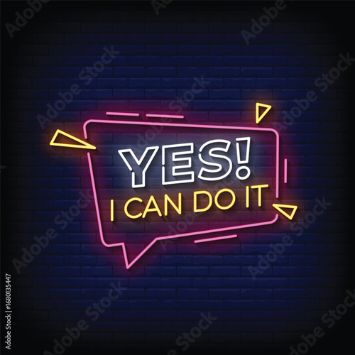yes i can do it neon sign with brick wall background vector