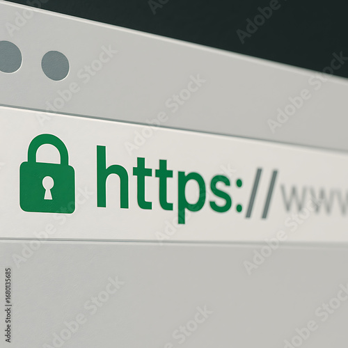 Https secure website connection, SSL certificate padlock icon browser address bar close up, internet cybersecurity encryption data protection online privacy secure browsing authentication network safe