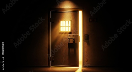Wallpaper Mural An open prison door with bright light streaming out, symbolizing hope and freedom Torontodigital.ca