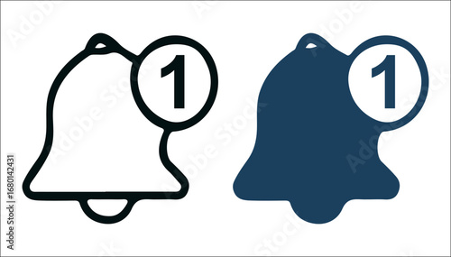 A graphic representation of a notification bell, signaling a single new message, a clear symbol for updates and alerts.