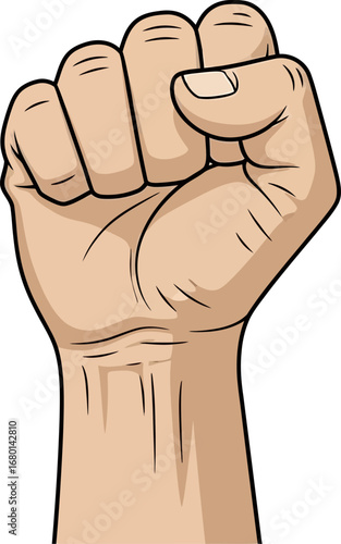 Cartoon Fist Hand Showing Strength and Power