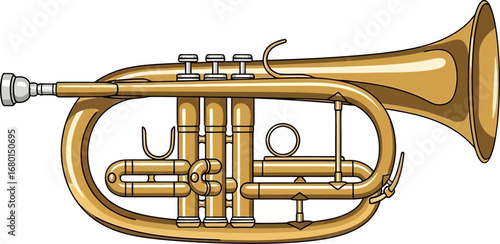 Golden Bb Cornet Musical Instrument with Valves