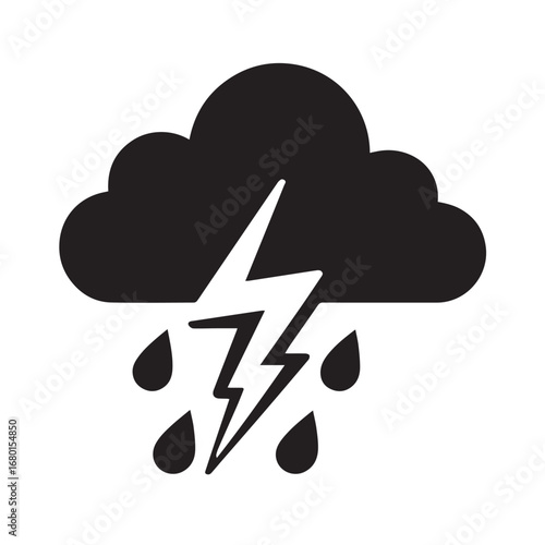 Storm silhouette black and white vector icon