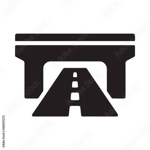 Underpass silhouette black and white vector icon