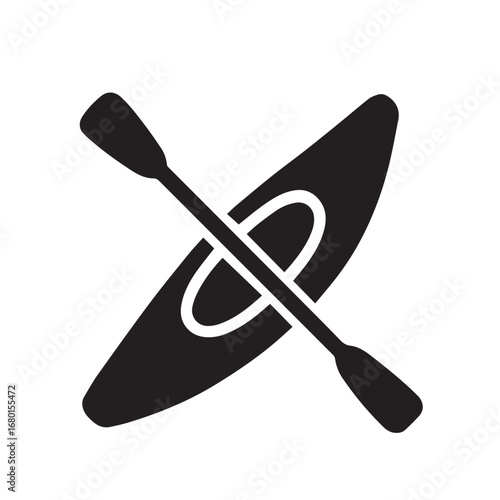 Canoe silhouette black and white vector icon
