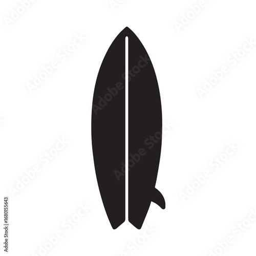 Surfboard silhouette black and white vector icon