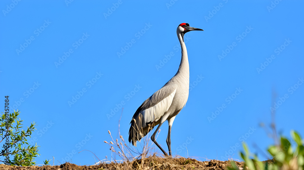 Fototapeta premium Common crane, Grus grus in Monfrague National Park. Extremadura, Spain