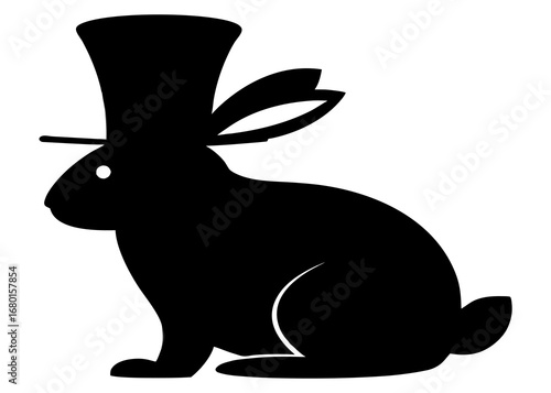 Silhouette of rabbit wearing a top hat for a magician trick