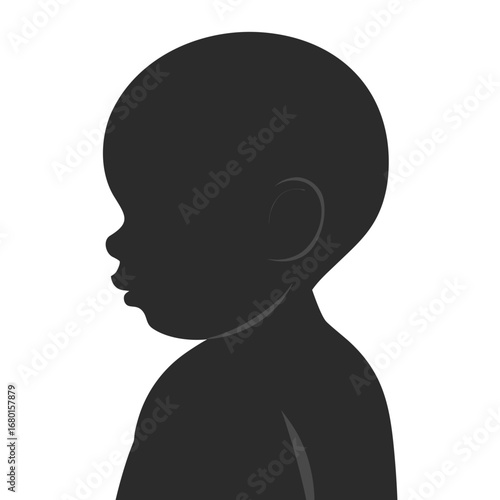 Silhouette portrait of a sweet baby with a soft expression