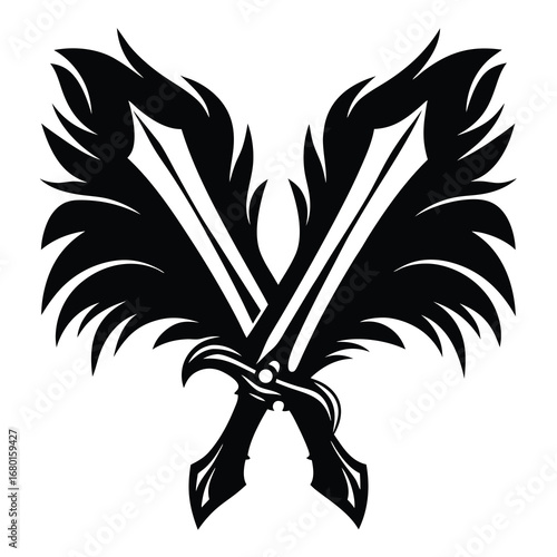 Crossed Swords with Feather Wings, A Symbol of Power and Protection