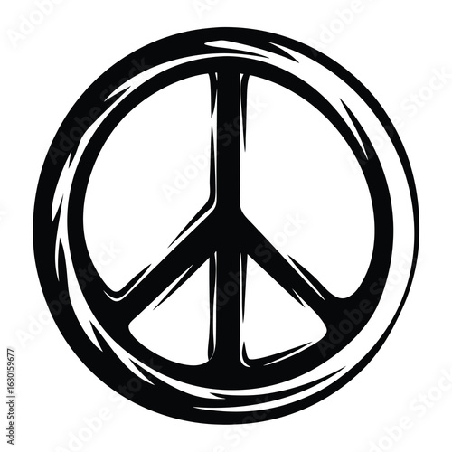 Peace Symbol with a Black Silhouette and Stylized, Dynamic Lines