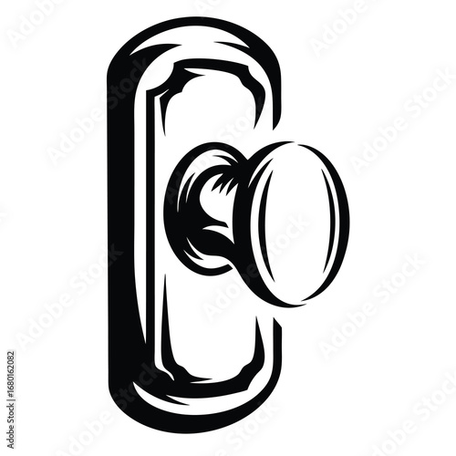 Detailed illustration of a classic doorknob with a dark artistic design